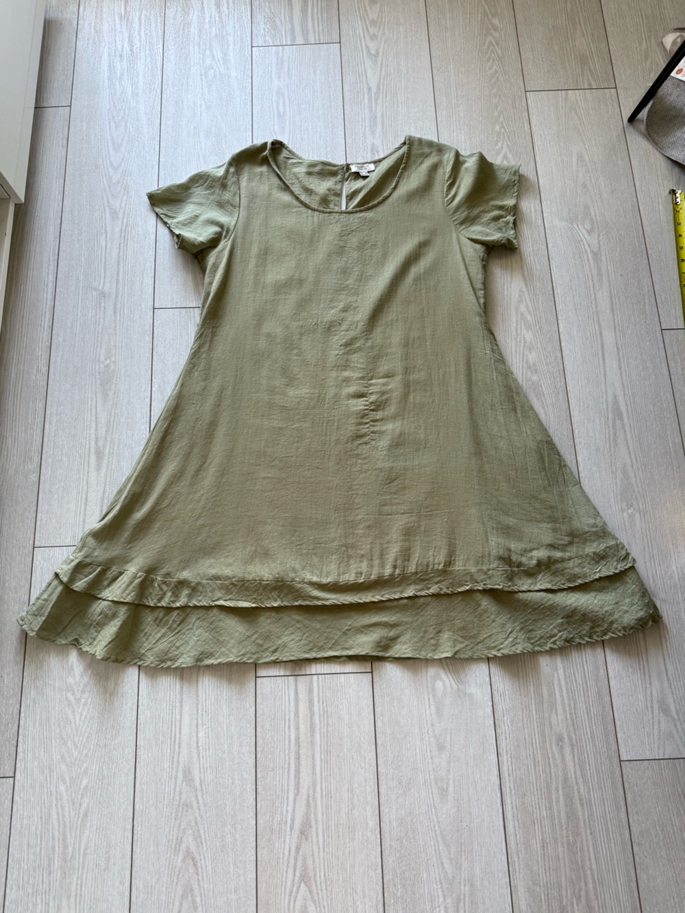 Orientique 100% organic Cotton Gauze Essentials Dress Frill Hem green babydoll M